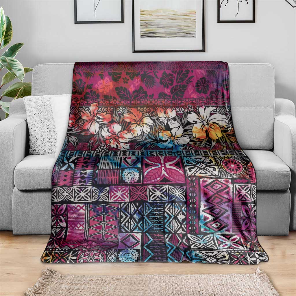 Pacific Hibiscus Tapa Tribal Vintage Blanket Pink Motif LT9 - Polynesian Pride