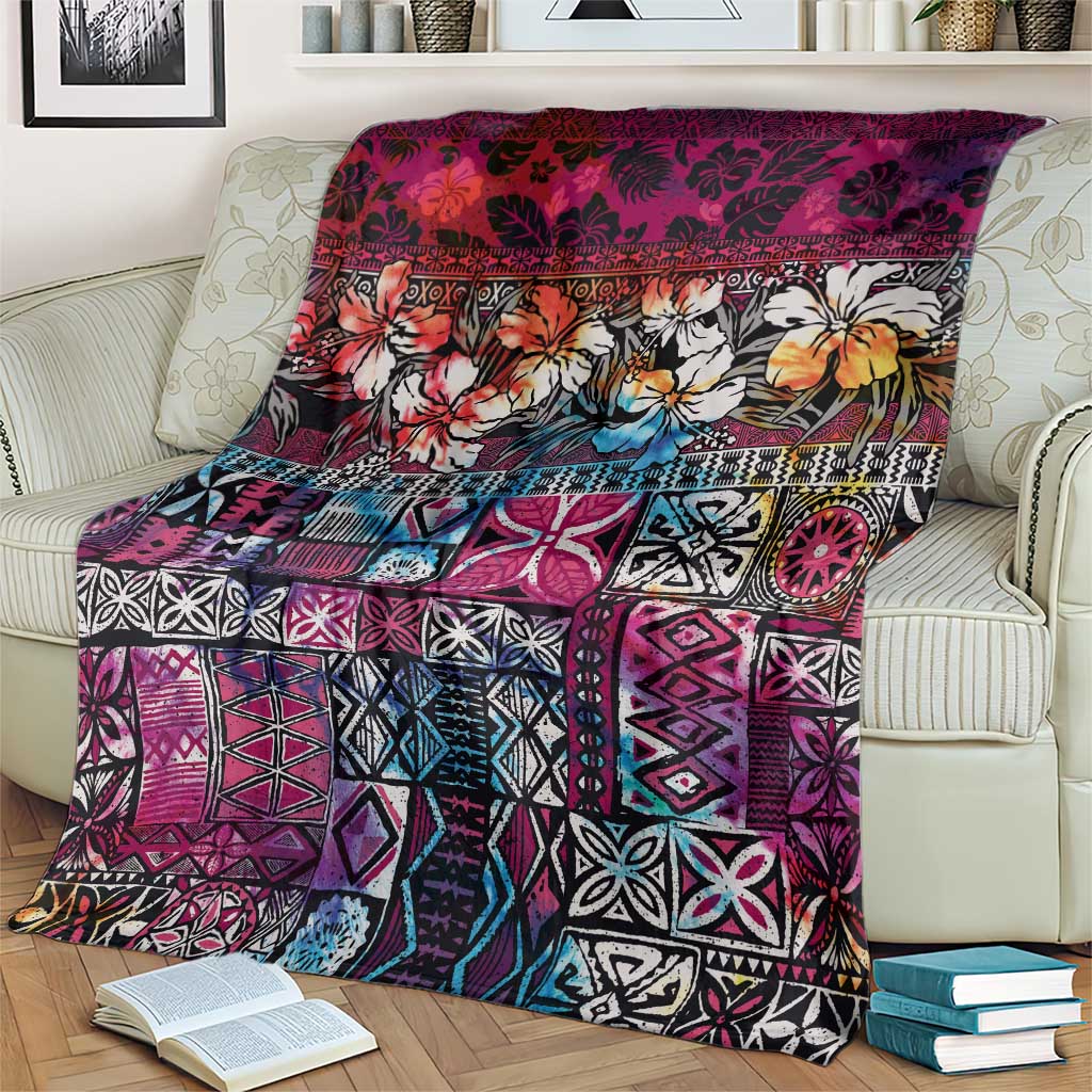 Pacific Hibiscus Tapa Tribal Vintage Blanket Pink Motif LT9 - Polynesian Pride