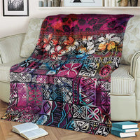 Pacific Hibiscus Tapa Tribal Vintage Blanket Pink Motif LT9 - Polynesian Pride
