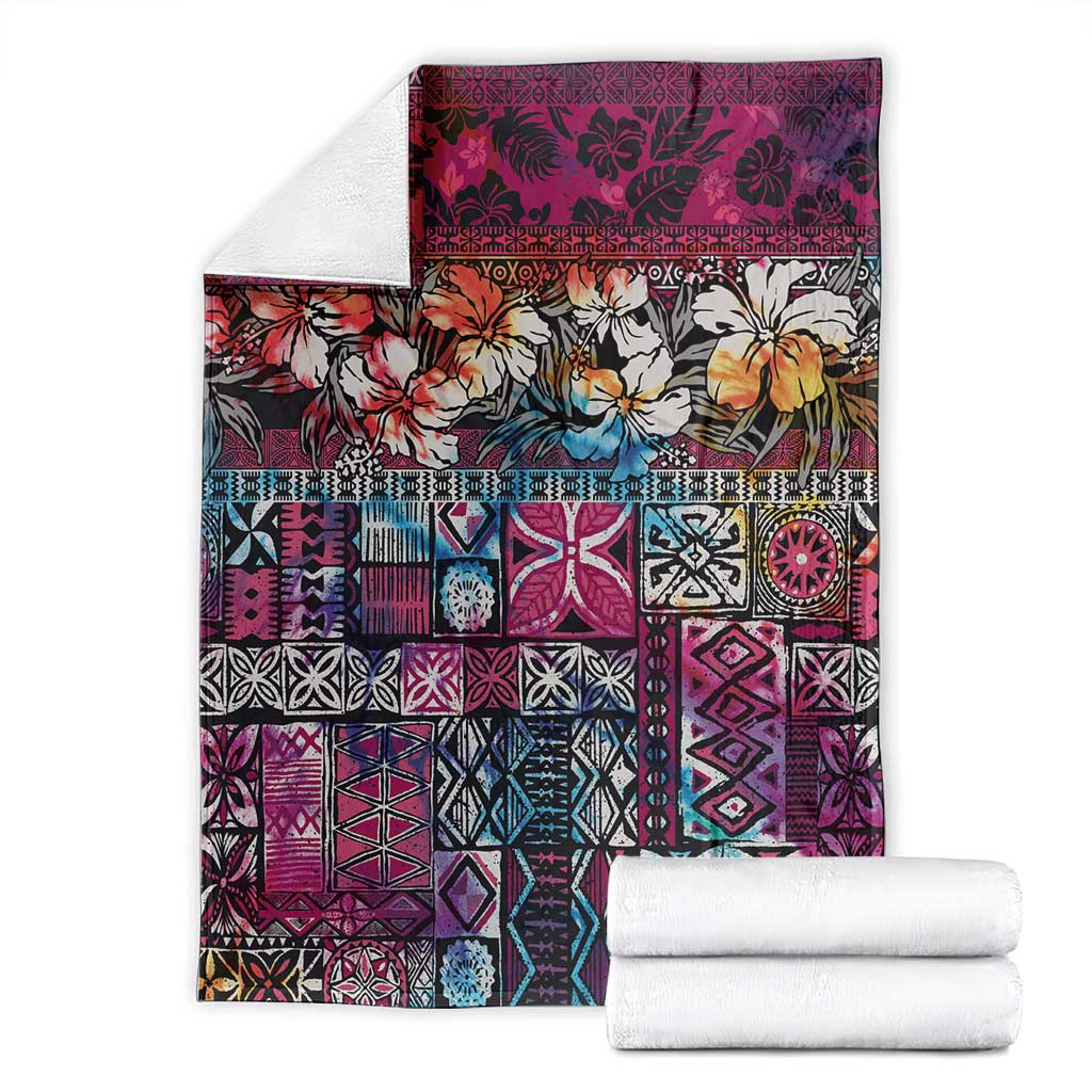 Pacific Hibiscus Tapa Tribal Vintage Blanket Pink Motif LT9 - Polynesian Pride