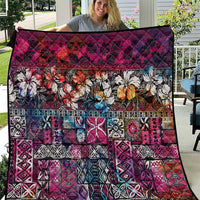 Pacific Hibiscus Tapa Tribal Vintage Quilt Pink Motif LT9 Pink - Polynesian Pride