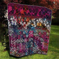 Pacific Hibiscus Tapa Tribal Vintage Quilt Pink Motif LT9 - Polynesian Pride