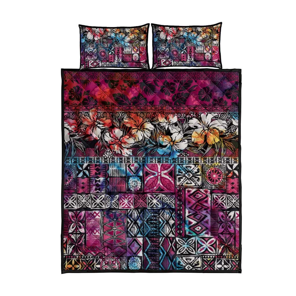 Pacific Hibiscus Tapa Tribal Vintage Quilt Bed Set Pink Motif LT9 - Polynesian Pride