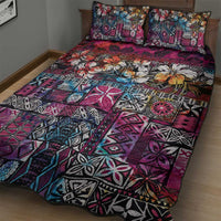Pacific Hibiscus Tapa Tribal Vintage Quilt Bed Set Pink Motif LT9 - Polynesian Pride