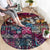 Pacific Hibiscus Tapa Tribal Vintage Round Carpet Pink Motif