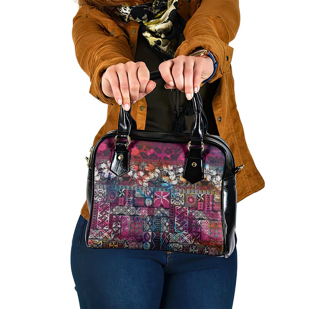 Pacific Hibiscus Tapa Tribal Vintage Shoulder Handbag Pink Motif LT9 One Size Pink - Polynesian Pride