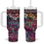 Pacific Hibiscus Tapa Tribal Vintage Tumbler With Handle Pink Motif