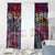 Pacific Hibiscus Tapa Tribal Vintage Window Curtain Pink Motif