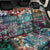 Pacific Hibiscus Tapa Tribal Vintage Back Car Seat Cover Turquoise Motif