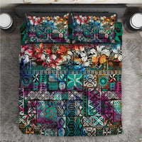 Pacific Hibiscus Tapa Tribal Vintage Bedding Set Turquoise Motif LT9 Turquoise - Polynesian Pride