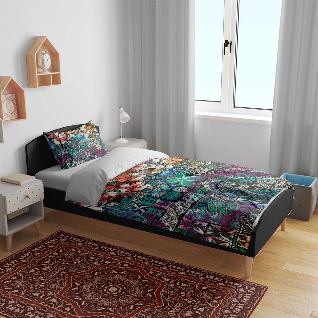 Pacific Hibiscus Tapa Tribal Vintage Bedding Set Turquoise Motif LT9 - Polynesian Pride