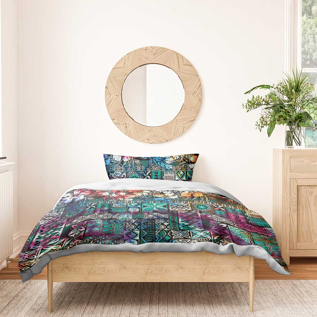 Pacific Hibiscus Tapa Tribal Vintage Bedding Set Turquoise Motif LT9 - Polynesian Pride