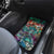 Pacific Hibiscus Tapa Tribal Vintage Car Mats Turquoise Motif