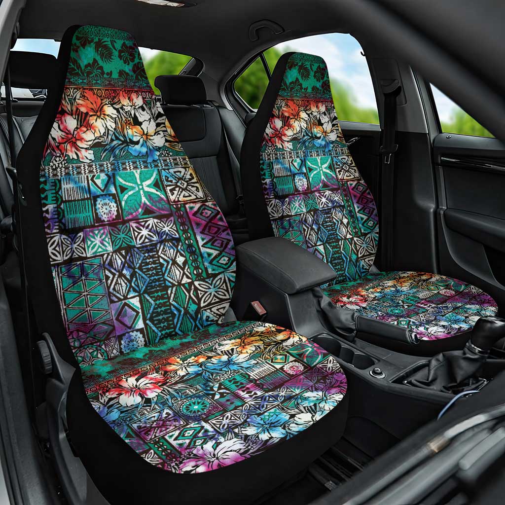 Pacific Hibiscus Tapa Tribal Vintage Car Seat Cover Turquoise Motif LT9 One Size Turquoise - Polynesian Pride