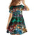 Pacific Hibiscus Tapa Tribal Vintage Family Matching Off Shoulder Maxi Dress and Hawaiian Shirt Turquoise Motif