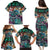 Pacific Hibiscus Tapa Tribal Vintage Family Matching Puletasi and Hawaiian Shirt Turquoise Motif