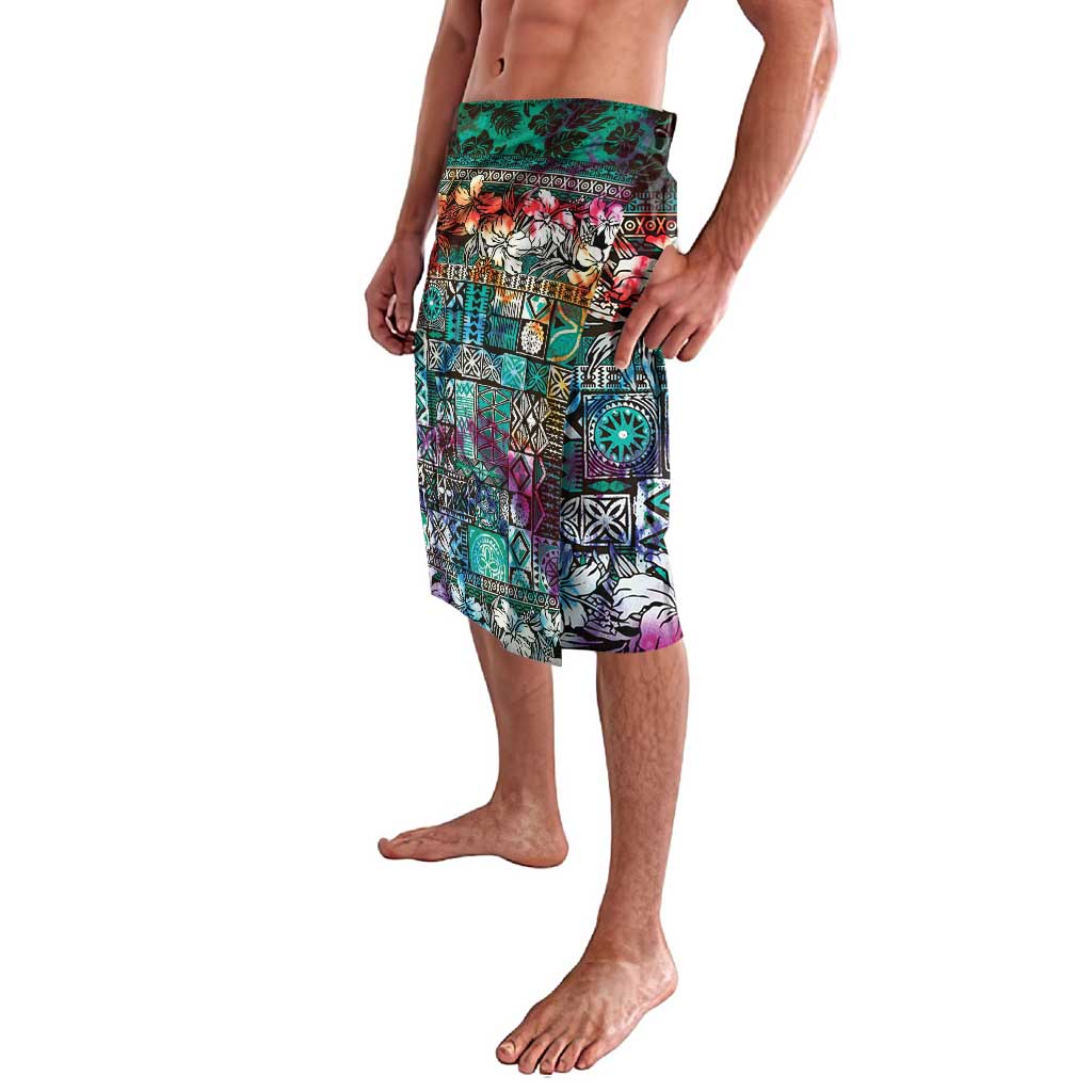 Pacific Hibiscus Tapa Tribal Vintage Lavalava Turquoise Motif LT9 - Polynesian Pride