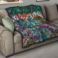 Pacific Hibiscus Tapa Tribal Vintage Quilt Turquoise Motif LT9 - Polynesian Pride