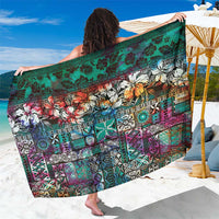 Pacific Hibiscus Tapa Tribal Vintage Sarong Turquoise Motif LT9 One Size 44 x 66 inches Turquoise - Polynesian Pride