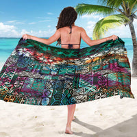 Pacific Hibiscus Tapa Tribal Vintage Sarong Turquoise Motif LT9 - Polynesian Pride