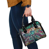 Pacific Hibiscus Tapa Tribal Vintage Shoulder Handbag Turquoise Motif LT9 - Polynesian Pride