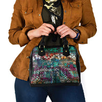 Pacific Hibiscus Tapa Tribal Vintage Shoulder Handbag Turquoise Motif LT9 - Polynesian Pride