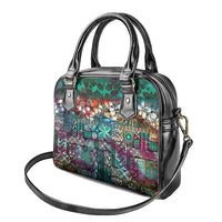 Pacific Hibiscus Tapa Tribal Vintage Shoulder Handbag Turquoise Motif LT9 - Polynesian Pride