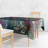 Pacific Hibiscus Tapa Tribal Vintage Tablecloth Turquoise Motif LT9 - Polynesian Pride