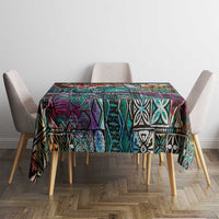 Pacific Hibiscus Tapa Tribal Vintage Tablecloth Turquoise Motif LT9 - Polynesian Pride
