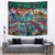 Pacific Hibiscus Tapa Tribal Vintage Tapestry Turquoise Motif