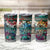 Pacific Hibiscus Tapa Tribal Vintage Tumbler Cup Turquoise Motif