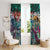 Pacific Hibiscus Tapa Tribal Vintage Window Curtain Turquoise Motif