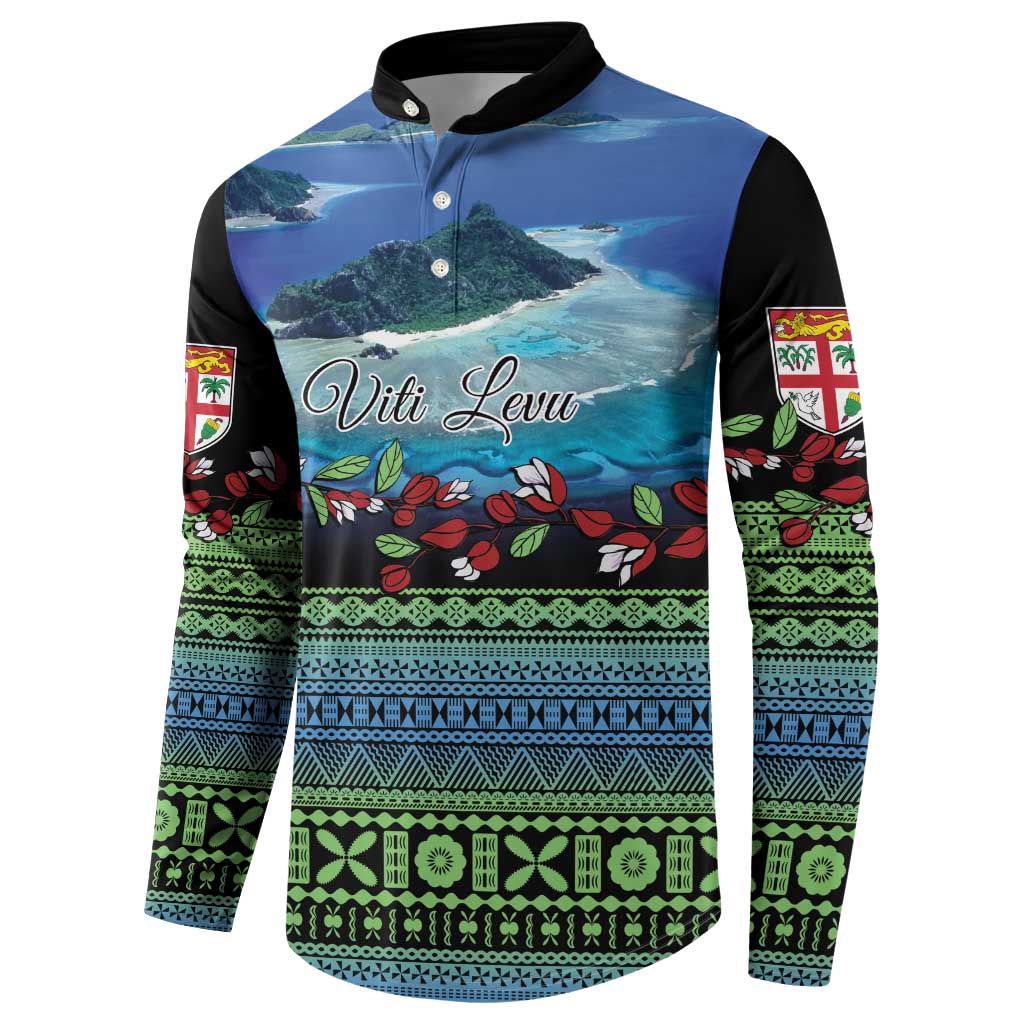 Personalised Fiji Viti Levu Button Sweatshirt Tagimoucia and Tapa Tribal Pattern LT9 - Polynesian Pride