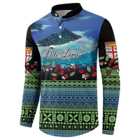 Personalised Fiji Viti Levu Button Sweatshirt Tagimoucia and Tapa Tribal Pattern LT9 - Polynesian Pride