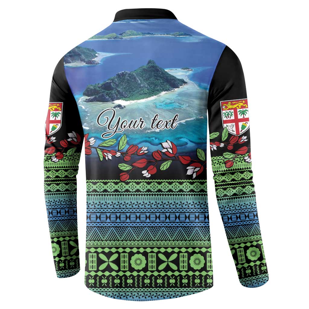 Personalised Fiji Viti Levu Button Sweatshirt Tagimoucia and Tapa Tribal Pattern LT9 - Polynesian Pride