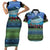 Personalised Fiji Viti Levu Couples Matching Short Sleeve Bodycon Dress and Hawaiian Shirt Tagimoucia and Tapa Tribal Pattern