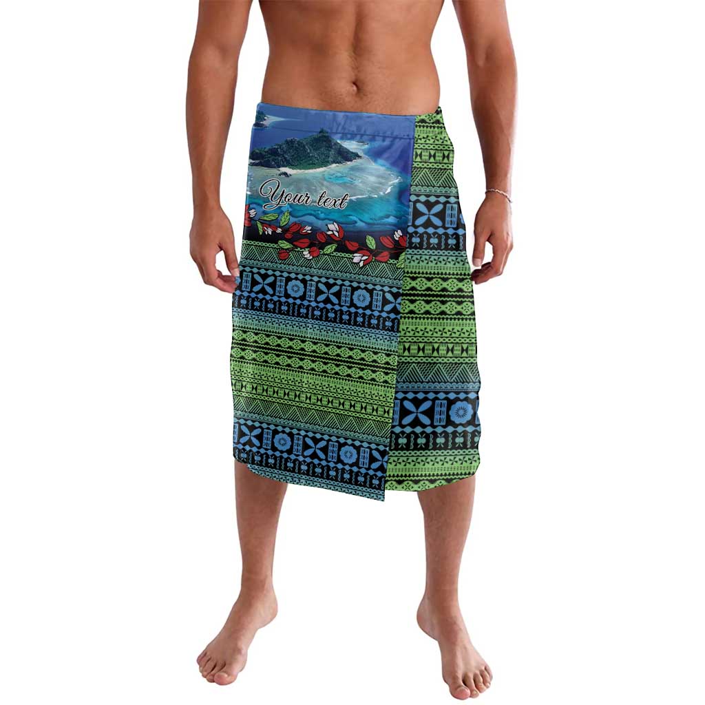 Personalised Fiji Viti Levu Lavalava Tagimoucia and Tapa Tribal Pattern LT9 Blue - Polynesian Pride