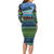 Personalised Fiji Viti Levu Long Sleeve Bodycon Dress Tagimoucia and Tapa Tribal Pattern