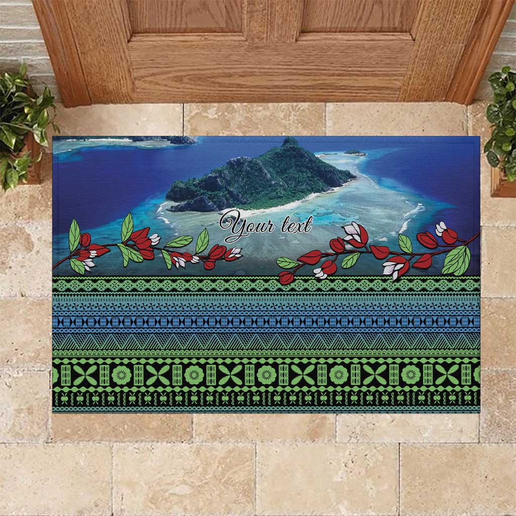 Personalised Fiji Viti Levu Rubber Doormat Tagimoucia and Tapa Tribal Pattern LT9 Blue - Polynesian Pride