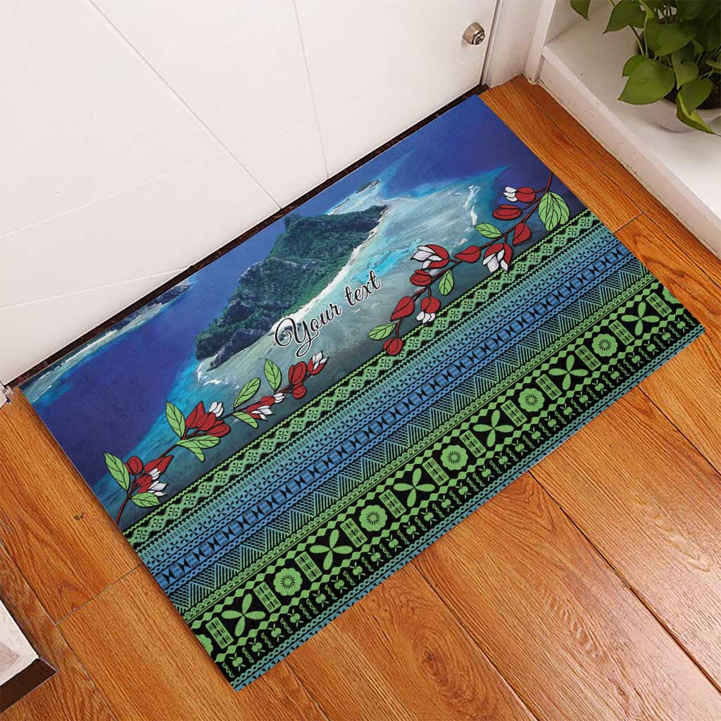 Personalised Fiji Viti Levu Rubber Doormat Tagimoucia and Tapa Tribal Pattern LT9 - Polynesian Pride