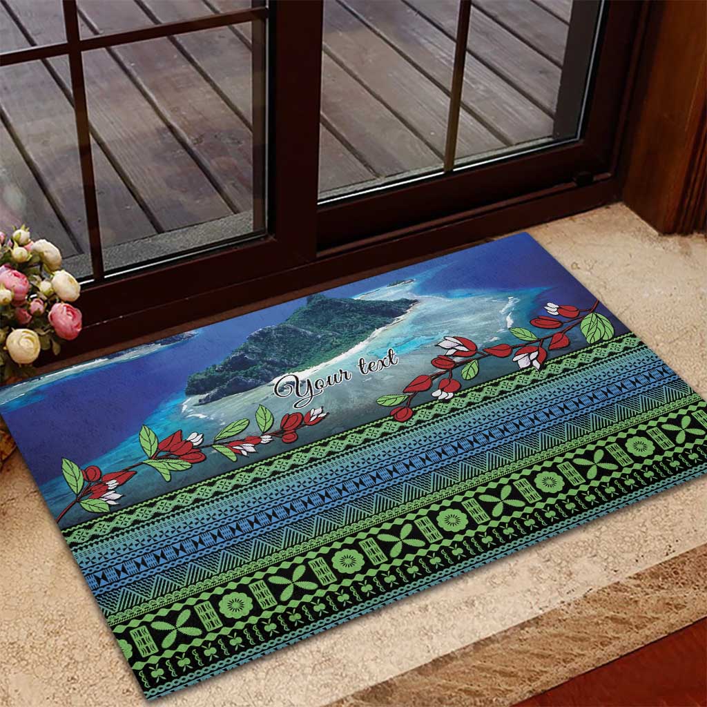 Personalised Fiji Viti Levu Rubber Doormat Tagimoucia and Tapa Tribal Pattern LT9 - Polynesian Pride