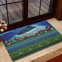 Personalised Fiji Viti Levu Rubber Doormat Tagimoucia and Tapa Tribal Pattern LT9 - Polynesian Pride