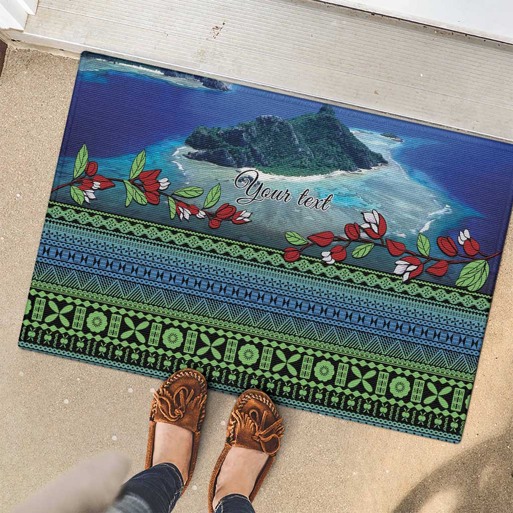 Personalised Fiji Viti Levu Rubber Doormat Tagimoucia and Tapa Tribal Pattern LT9 - Polynesian Pride