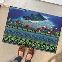Personalised Fiji Viti Levu Rubber Doormat Tagimoucia and Tapa Tribal Pattern LT9 - Polynesian Pride