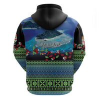 Personalised Fiji Viti Levu Zip Hoodie Tagimoucia and Tapa Tribal Pattern LT9 - Polynesian Pride