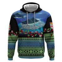 Personalised Fiji Viti Levu Zip Hoodie Tagimoucia and Tapa Tribal Pattern LT9 Pullover Hoodie Blue - Polynesian Pride