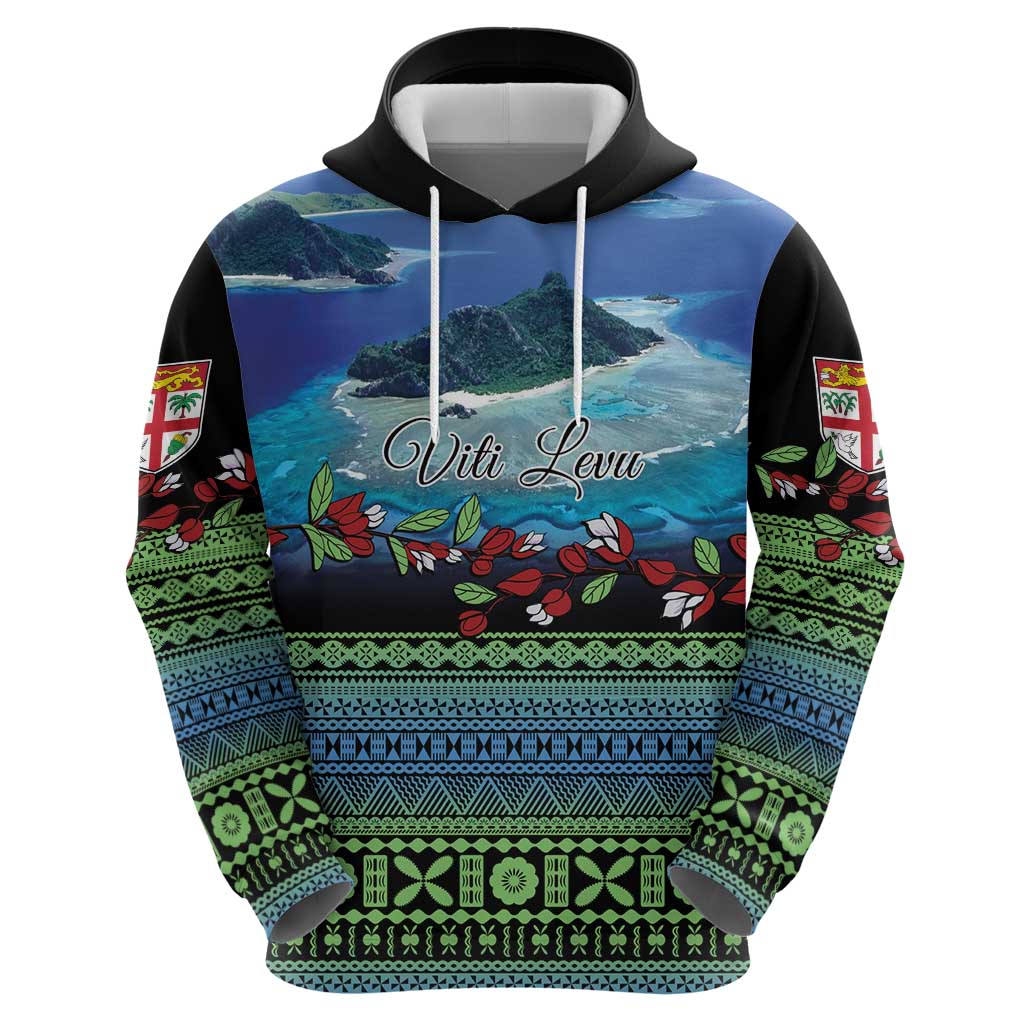 Personalised Fiji Viti Levu Zip Hoodie Tagimoucia and Tapa Tribal Pattern LT9 - Polynesian Pride