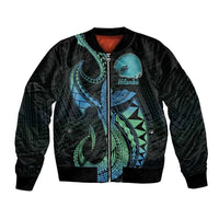 Personalised Hawaii Kure Atoll Bomber Jacket Holaniku Coral Reef with Polynesian Tribal LT9 Unisex Blue - Polynesian Pride