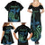 Personalised Hawaii Kure Atoll Family Matching Summer Maxi Dress and Hawaiian Shirt Holaniku Coral Reef with Polynesian Tribal