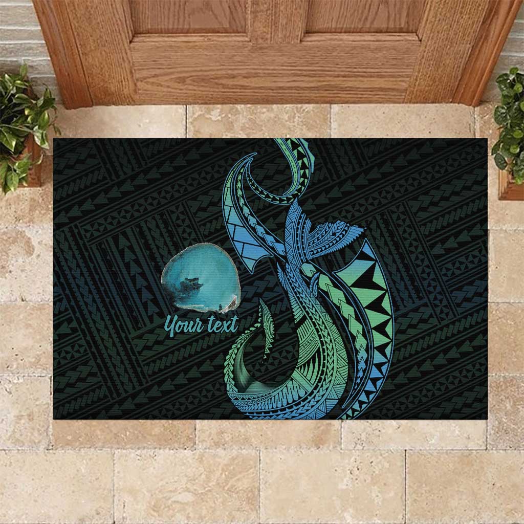 Personalised Hawaii Kure Atoll Rubber Doormat Holaniku Coral Reef with Polynesian Tribal LT9 Blue - Polynesian Pride